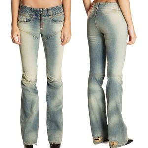 กางเกงยีนส์ทรงบูทคัทเอวสูงสีน้ำเงินวินเทจแบบใหม่สำหรับผู้หญิง - Product Image 1