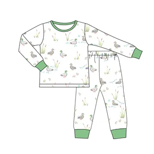 Factory Direct Child's Round Neck Long Sleeve Boy And Girl Sleepwear Cartoon Printed Cotton Kid's Pajamas