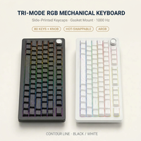 Clavier mécanique avec touches imprimées latéralement, bande lumineuse ARGB, 80 touches pour configuration de bureau de jeu