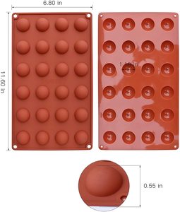 24 cavités 3D <span class=keywords><strong>Mini</strong></span> <span class=keywords><strong>moule</strong></span> en silicone semi-sphère de qualité alimentaire <span class=keywords><strong>moule</strong></span> de cuisson au chocolat gâteau gelée dôme Mousse gâteau plateau outil emballé sac - Product Image 2