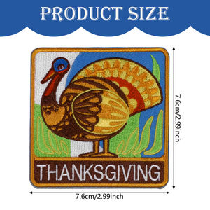 Maßgefertigte Türkei-Erntedankfest-Stickerei-Patches für Kleidung Geschenke Aufbügelbare Abzeichen Fabrik OEM-Anbieter Jacken - Product Image 2