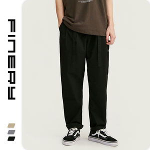 <span class=keywords><strong>Pantaloni</strong></span> da Lavoro Colorati Casual Larghi Streetwear <span class=keywords><strong>Pantaloni</strong></span> da Uomo Kaki Premium Morbidi Tinta Unita 100% Poliestere con Fronte Piatto - Product Image 3