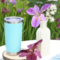Gobelet isotherme en acier inoxydable à double paroi, 20 oz, avec revêtement poudré, personnalisable avec logo, pour les voyages