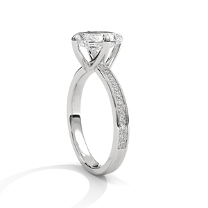 Nuevo Anillo de Compromiso Personalizado con Diamante Cultivado en Laboratorio, Corte Radiante Clásico, Pavé Sólido, Oro Blanco de 10k/14k, Halo Oculto, Lujoso para Boda - Product Image 3