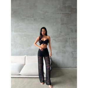 Lined Knit 2-Piece Set Above Knee Short <b>Skirt</b> and Top Formal Loose Fit for Ladies MOQ 2pcs - Product Image 2