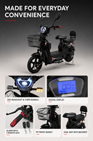 Vélo Électrique Urbain pour Commuter, Batterie au Lithium Amovible en Option, avec Panier Avant, Siège Passager Disponible, E-Bike Adulte