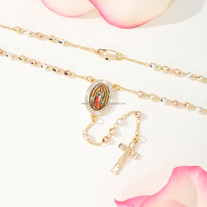 Collar Católico Religioso en Forma <span class=keywords><strong>de</strong></span> Y con Cuentas <span class=keywords><strong>de</strong></span> Latón, San <span class=keywords><strong>Benito</strong></span>, San Judas, Virgen María, Rosario Tricolor Chapado en Oro <span class=keywords><strong>de</strong></span> 14k con <span class=keywords><strong>Cruz</strong></span> - Product Image 5