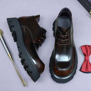 English-style Lacquered High-top Genuine Leather Martin <b>Boots</b> for Men, Made of Thick Genuine Cowhide, with Simple Lacing Design - Product Image 2