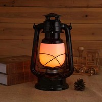 Lampe lanterne à flamme de feu LED extérieure noire personnalisée de 24 cm, fonctionne avec 4 piles AA sèches pour le camping