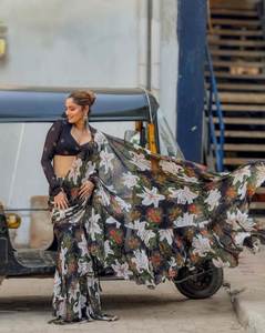 Trending Georgette Saree Estilo Vintage para bodas Graduaciones Ocasiones en la playa - Product Image 4