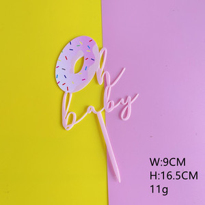 Decoración de Pastel de Acrílico con Letras de Donut, Tema Miel y Dulzura, Rosa y Azul, para Baby Shower - Product Image 6