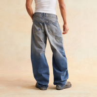 Fabricant OEM, pantalon baggy vintage couleur streetwear, design personnalisé, jambe large, jean en denim jaune délavé à l'aspect sale