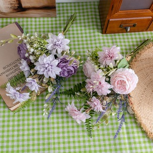 Bouquet de fleurs artificielles CallaFloral, violet rose, plastique, décoration de mariage à domicile, CF02037 - Product Image 1