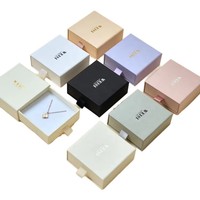 Boîte à tiroir en papier de luxe personnalisée anti-poussière avec fermeture à glissière carrée 9*9*3CM pour emballage de bijoux et petits accessoires