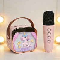 Haut-parleur karaoké portable pour enfants, microphone sans fil, lumières LED colorées, rechargeable, pour lecteur de musique, jouet, cadeau