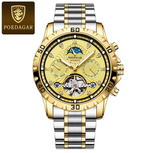 POEDAGAR Luxury Automatic Mechanical <b>Watch</b> Hollow Tourbillon Stainless Steel Men <b>Watches</b> Waterproof Luminous Date Week Men <b>Watch</b> - Product Image 1