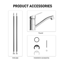 Robinet de cuisine à long col en laiton chromé, nouveau design
