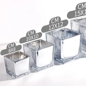 צילינדר כיכר קוביית זכוכית אגרטל במניות קריסטל באיכות גבוהה פופולרי בלוק עיצוב מותאם אישית