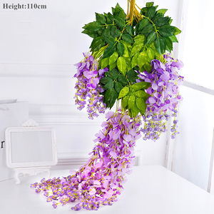 Fiori di Glicine Pendenti per Soffitto, Ghirlande Dense di 110cm, Decorazione Artificiale in Seta Blu, Bianca e Rossa - Product Image 2