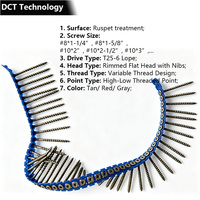 Quik Drive # Sekrup Baja DSV 8 X 1-5/8 inci, Berpita, untuk Lantai Kayu, Subfloor, Decking, Self-Drill, Kepala Persegi, Torx Drive, Flat Head, 1 Inch, Ruspet