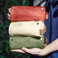 Trousse à crayons en toile grande capacité avec fermeture éclair pour filles et garçons, sac de voyage pour pinceaux de maquillage, trousse à cosmétiques pliable, mignonne et tendance