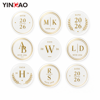 Stiker Vinyl Custom Die Cut PVC/PET/PP Transparan dengan Foil Emas Tahan Air untuk Pembungkus Kado Dekorasi Buket Bunga