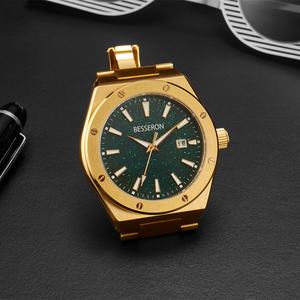 Reloj de Pulsera de Cuarzo con Esfera Dorada de Moda para Hombre, Relojes de Lujo Plateados Personalizados OEM para Hombre - Product Image 5