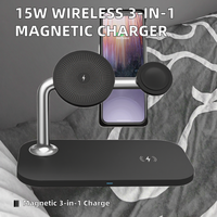 Charger Nirkabel 3-in-1 Universal Magnetik 15W PD 3.0 QC3.0 Tipe-C Grosir, Kabel Retractable OTP 5V/1A OVP