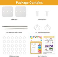 Kit de support pour ballon Lot de 2, kit de colonne de ballon à hauteur réglable de 7 pieds pour sol avec pilier télescopique en métal