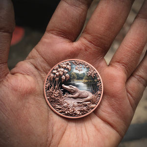 Groothandel 3D Hoog Reliëf Krokodil 1oz 999 Fijne Koper UV Print Ronde Medaille Dierenthema Snelle Productie Geen Matrijskosten - Product Image 3