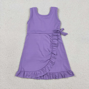 Robes courtes sans manches roses pour bébés filles, avec nœuds, longueur genou, prêtes à être expédiées – Robe de yoga - Product Image 2