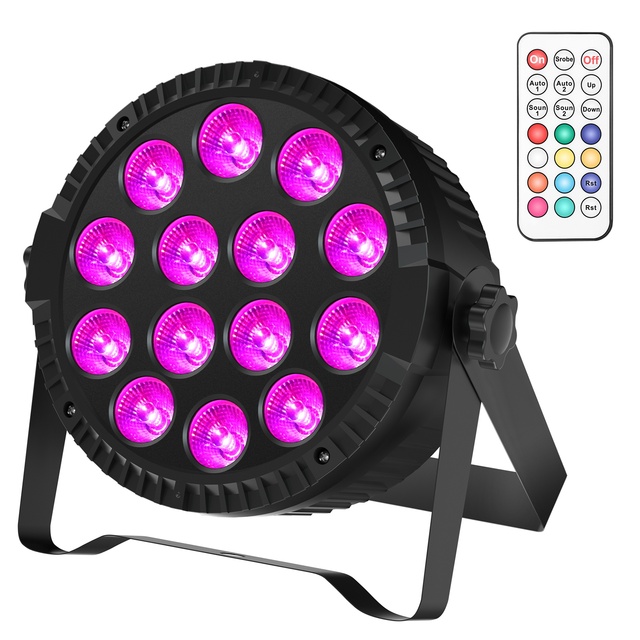 Par Light 4-in-1 RGBW 14 LEDs Slim Par IP33 High CRI 95 Stage & Garden Use DMX512 Sound Activated Remote Control
