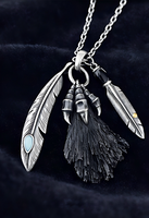 Collier Pendentif Gothique Bohème Imperméable avec Pampille et Plume, Bijoux Plaqué Or pour Homme, Zirconium, Style Hip Hop