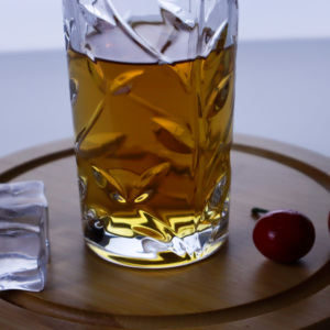 Leaf Embossed Cut Crystal Highball Glass, Elegant <strong>Gin</strong> <strong>Tonic</strong> Tumbler for Cocktails, Home <strong>Bar</strong> &amp; Gifting - Product Image 5