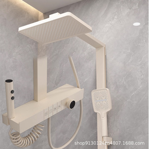 ชุดฝักบัวทรงสี่เหลี่ยมทันสมัย พร้อมหน้าจอแสดงอุณหภูมิ ติดตั้งแบบฝัง สีเทากันเมทัล เคลือบสีอบด้วยระบบดิจิตอลเทอร์โมสตัท - Product Image 1