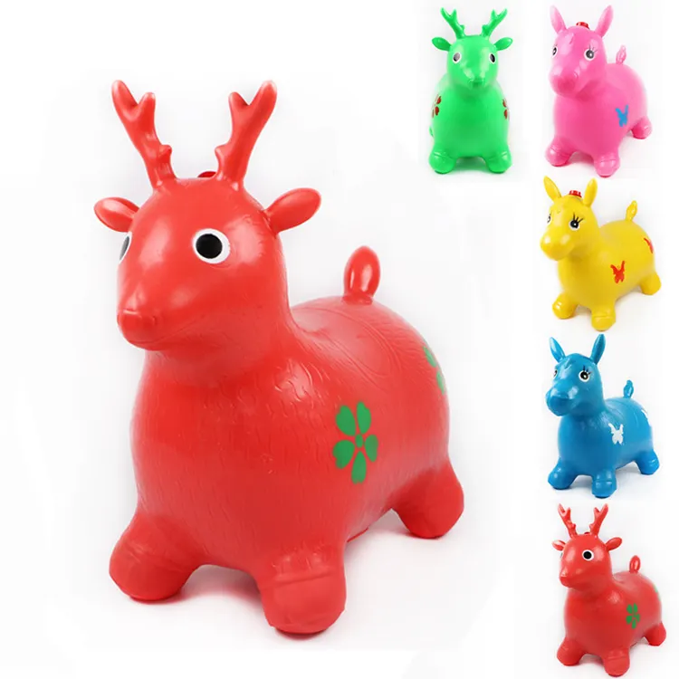 I bambini all'ingrosso cavalcano su gomma che rimbalza giocattolo gonfiabile animale cavallo tramoggia giocattolo per bambini PVC gonfiabile cavallo da salto