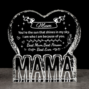Recuerdo de Cristal en Forma de Corazón, Cristal Grabado con Mensaje Personalizado, Regalo para Mamá, Aniversario - Product Image 1