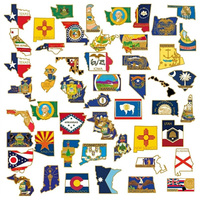 Broches et badges personnalisés en métal émaillé avec carte de l'État du Dakota du Nord et drapeau américain, aimants de revers sur mesure