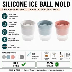 Moule à glaçons sphériques en silicone grand format avec logo personnalisé LA, pour whisky, facile à démouler, transparent, OEM ODM - Product Image 1