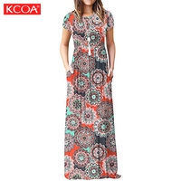 Robe élégante pour femme à col rond, taille élastique, motif floral, vente en gros