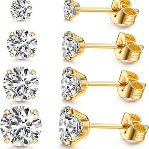 Stainless Steel Zirconia <b>Stud</b> <b>Earrings</b> 3mm 4mm 5mm 6mm 8mm Claw Setting Gold Rose Gold <b>Black</b> Gift Fashion Jewelry - Product Image 5