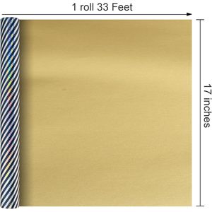 Burymento Holographic Stripe Blue <b>Wrapping</b> <b>Paper</b> 17 In X 32.8 Ft Reversible Gold Gift Wrap For Multiple Occasions - Product Image 5