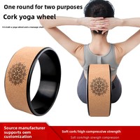 Rueda de Yoga de Corcho Natural Ecológica Premium para Aliviar el Dolor de Espalda, Rodillo de Yoga de Madera de Alta Resistencia 32.5cm 13cm Vinique Fitness