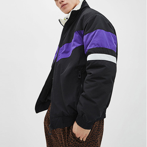 Gros logo personnalisé haute qualité hommes mouton col colorblock rayure réfléchissante à manches vestes - Product Image 4