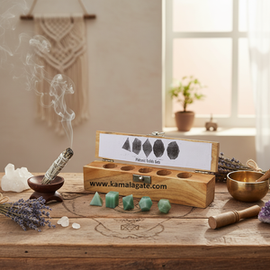 Aventurine verte géométrie sacrée ensemble de guérison en gros avec boîte en bois ensembles de motifs de chakra à vendre - Product Image 3