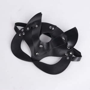 Masque pour les yeux en cuir noir pour jeu de rôle <span class=keywords><strong>SM</strong></span>, masque facial de fête - Product Image 3