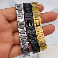 Pulsera Geométrica de Lujo para Hombre con Logotipo de Cocodrilo, de Acero Inoxidable y Titanio, Resistente al Deslustre, con Caja de Regalo