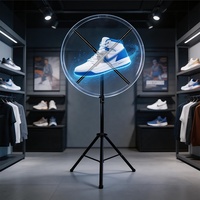 Ventilateur holographique 3D avec projecteur LED, boîte lumineuse publicitaire holographique avec couvercle en acrylique et support au sol pour bar, café