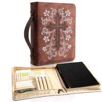 Funda para Biblia para Mujer, Bolsa de Biblia de Cuero PU con Pestañas, Marcadores, Bolígrafos, Estuche de Transporte para Libros con Asa Grande, Regalos Cristianos