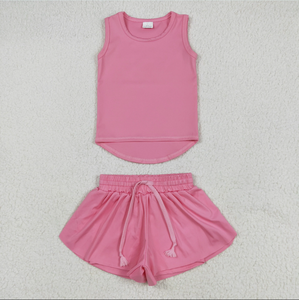 Ensemble de vêtements pour bébés filles, débardeur de yoga coloré sans manches et short à volants - Product Image 6